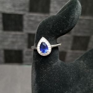 Sterling Silver 925 Ring Sapphire Blue Stone JWBR